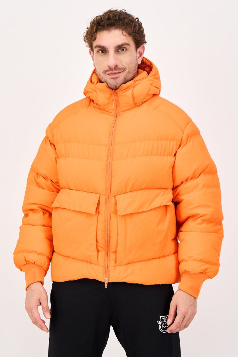 Adidas جاكيت رياضي للرجال بأكمام طويلة مناسب للخارج، برتقالي - Image 1